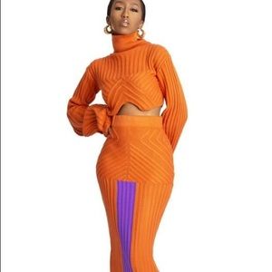 Cropped Turtleneck and Maxi Skirt Set